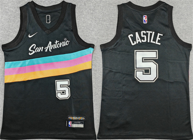 Youth San Antonio Spurs #5 Stephon Castle Black 2025 City Edition Stitched Jersey